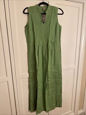 J Jill sleeveless maxi green 100% linen dress new with tags